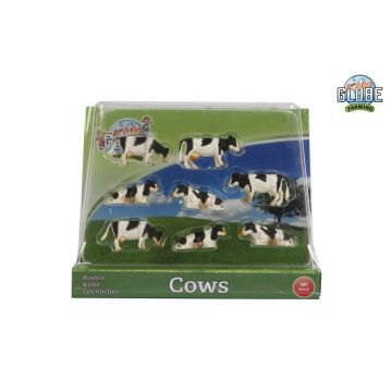 Kids Globe Farming Koeien zwart/wit liggend en staand 8 stuks 1:87 571878