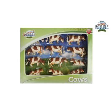 Kids Glober Farming Koeien rood/bont liggend en staand 12 stuks 1:32 571968