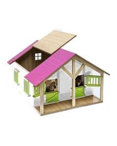 Kids Globe Horses Paardenstal met 2 boxen en berging 1:24 roze 610168