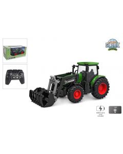 Kids Globe Farming RC Tractor 2.4GHZ met licht en frontlader groen 27 cm 510310