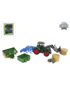 Kids Globe Farming Tractor met 8 accessoires 30 cm groen 540479