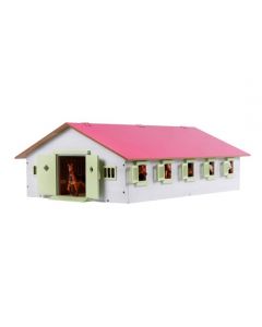 Kids Globe Horses Paardenstal met 9 boxen 1:32 roze 610188