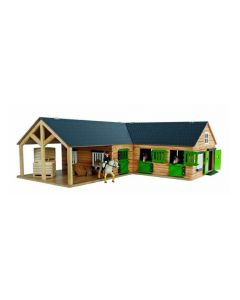 Kids Globe Farming Paardenhoekstal met 4 boxen en berging 1:24  610211